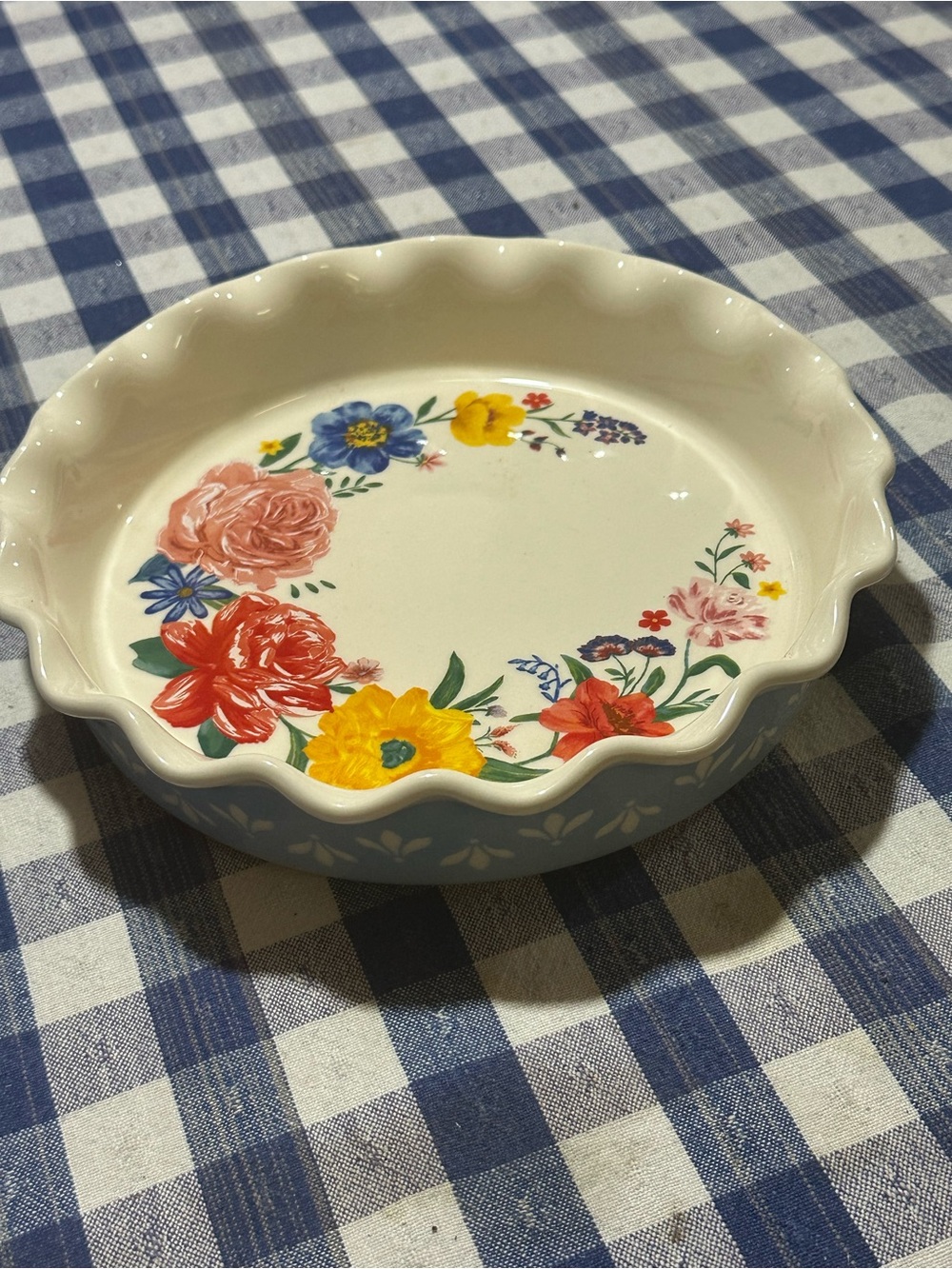 Pioneer Woman Floral Ceramic Baking Dish - Cream with Multicolor Flowers - NEW